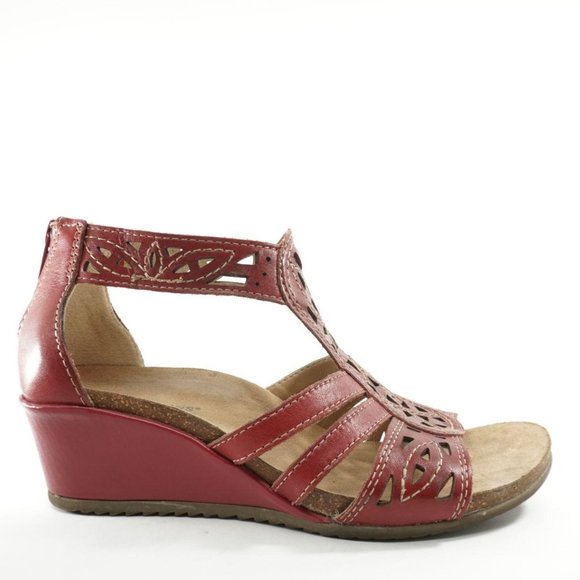 earth leather wedge sandals